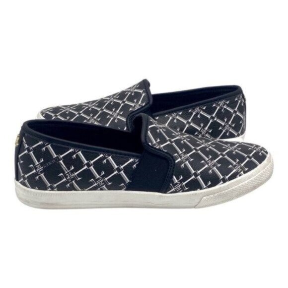 Lauren Ralph Lauren Jinny Canvas Coated Logo Pattern Slip On Sneaker Size 7 - Picture 3 of 7